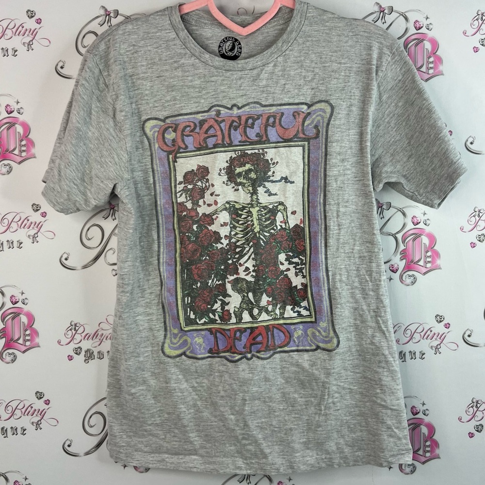 Grateful Dead shirt tee skulls floral flowers T-Shirt with Skeleton Graphic